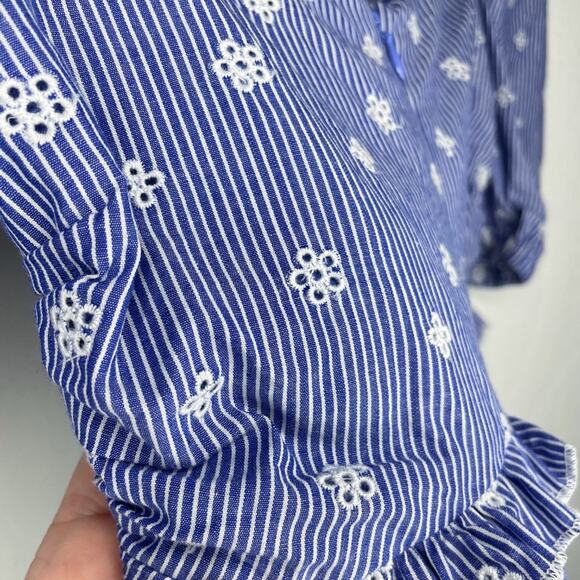 Tularosa Belen Navy White Puff Sleeve Floral Eyelet Mini Babydoll Dress XS - Picture 14 of 14